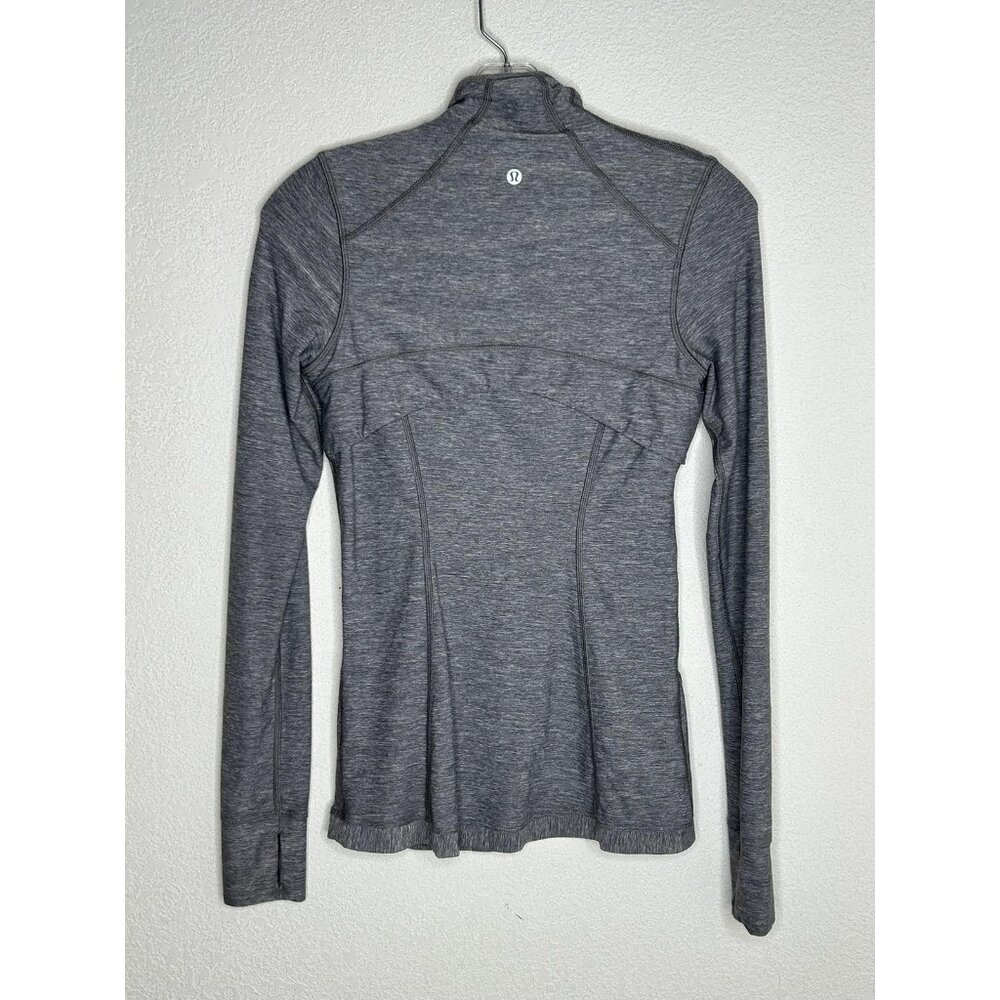 Lululemon Jacket Womens XS Gray 1/2 Zip Thumbholes Mesh Lined Running Yoga - Picture 2 of 13